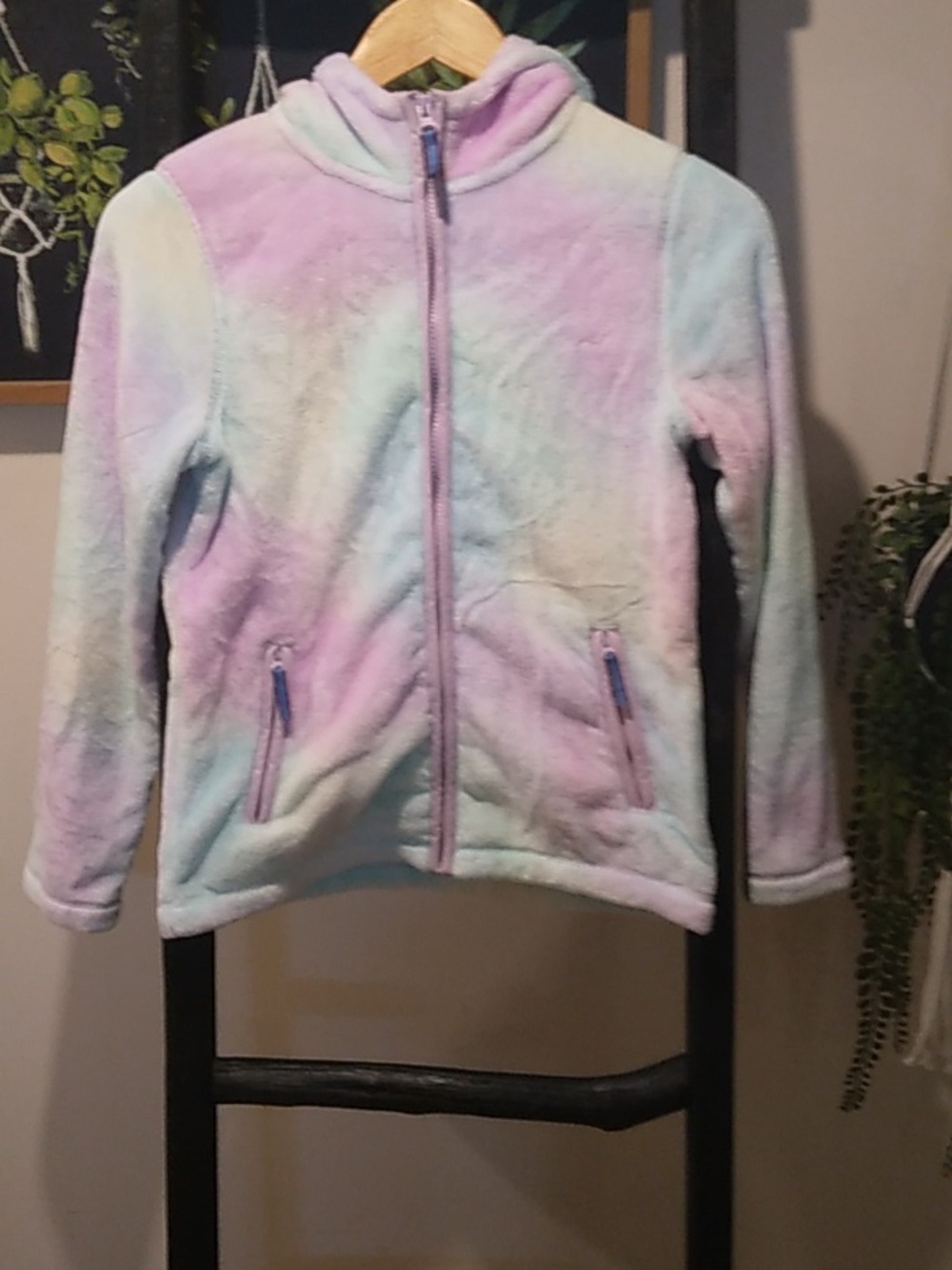 Girls Lands End Hooded Fleece Zip Up Jacket